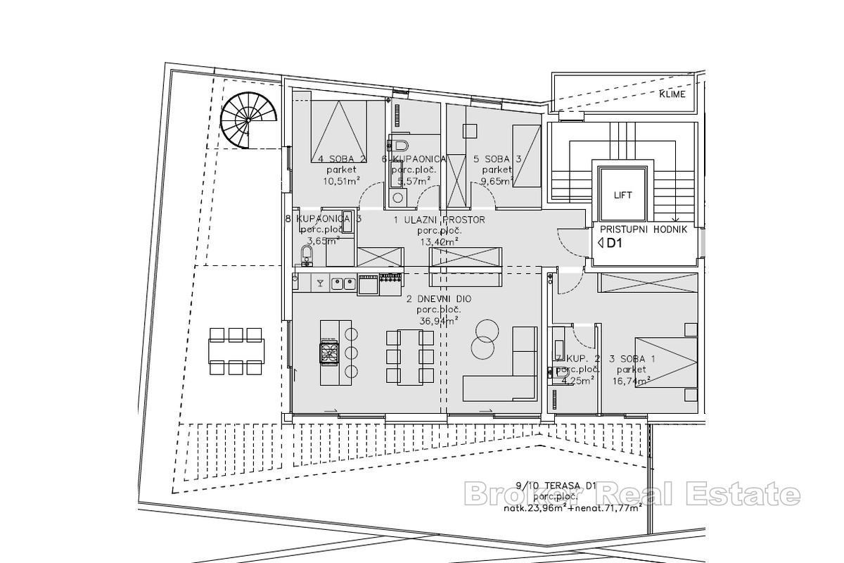 Penthouse w nowym budynku z widokiem na morze