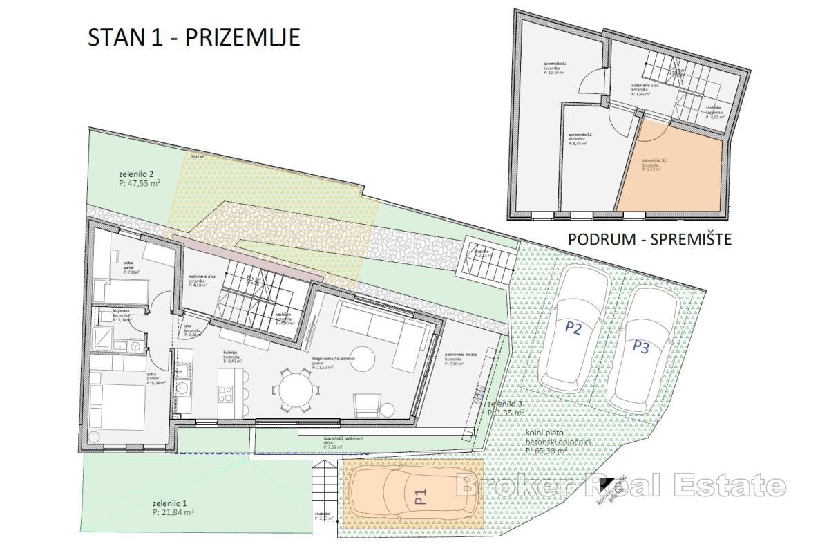 Nybyggd byggnad med tre lägenheter i centrum