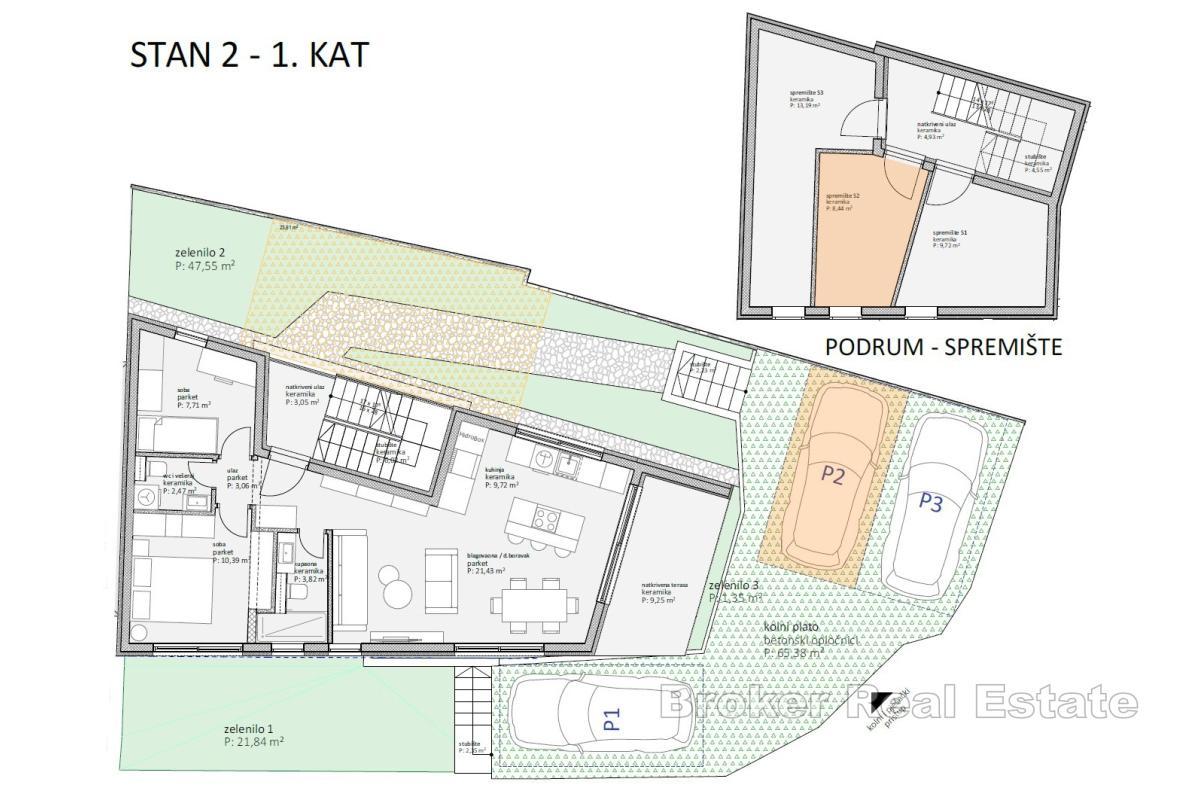 Nybyggd byggnad med tre lägenheter i centrum