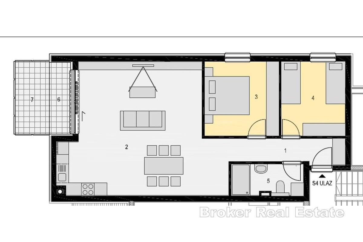 Nowoczesny apartament z dwiema sypialniami nad morzem