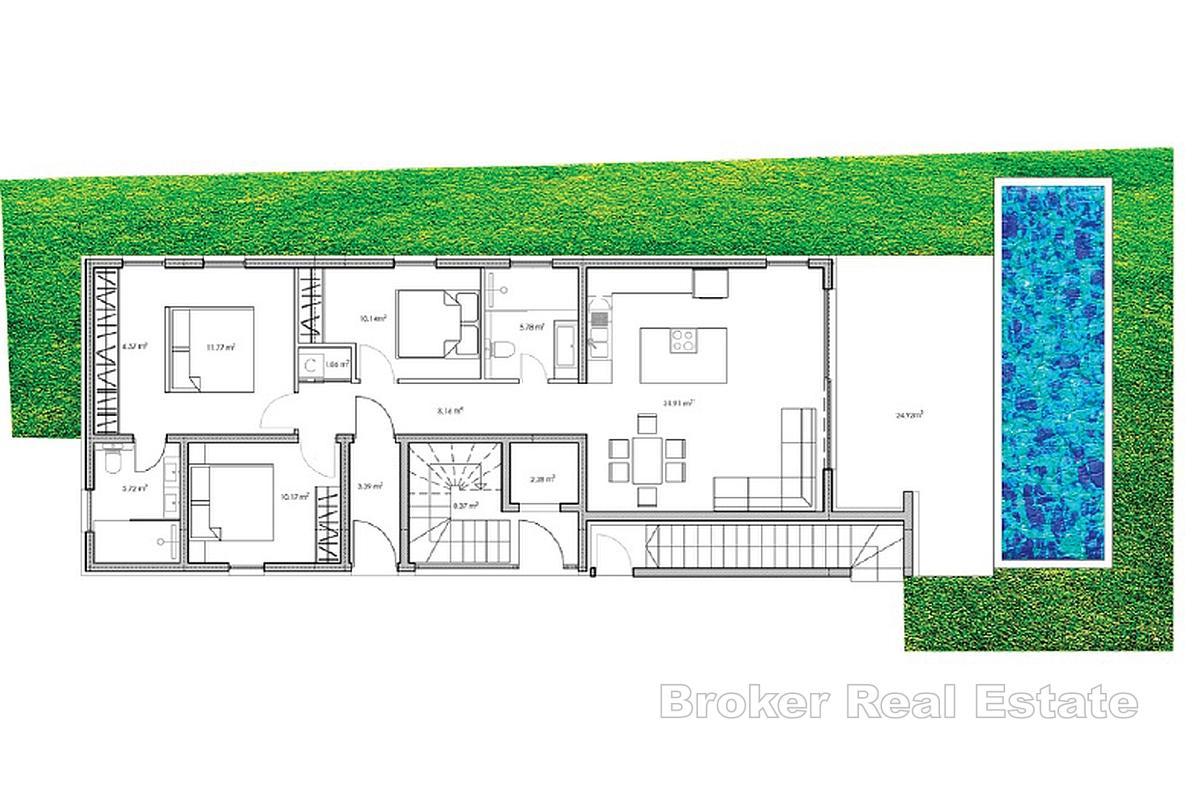 Prostorný třípokojový apartmán s bazénem